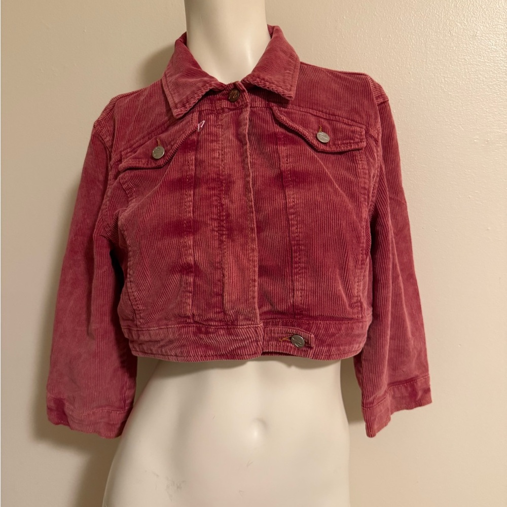 Vintage.. No Jeans Corduroy crop jacket  , color :Red , size : small